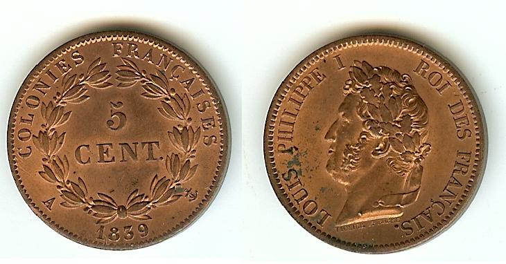 5 Centimes Louis Philippe I 1839A Paris Unc+/BU